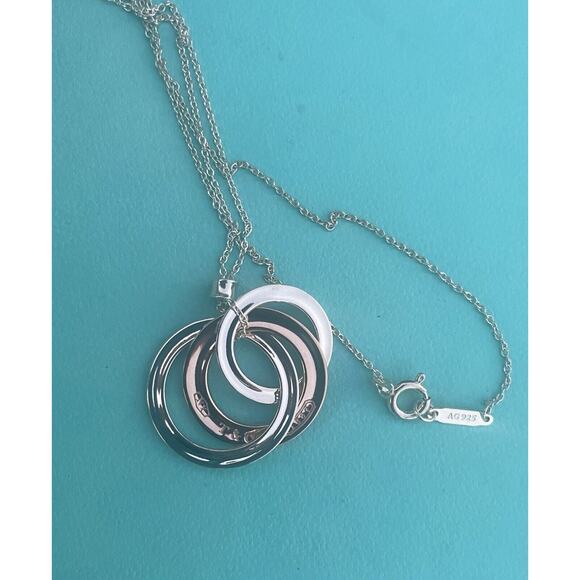 Tiffany & Co. Rubedo Metal Silver Interlocking 1837 Circle Chain Necklace - Picture 9 of 13